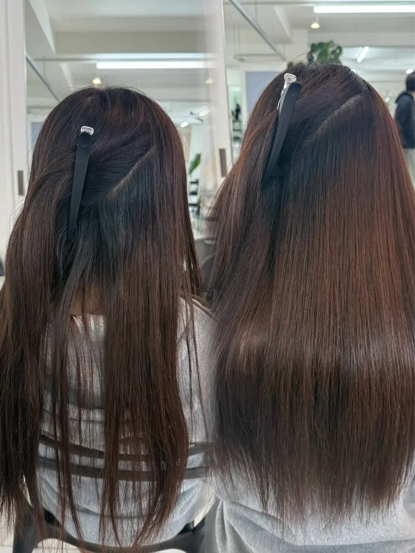ロング カット 縮毛矯正 りきと🦋河原町 縮毛矯正/艶カラーのヘアスタイル