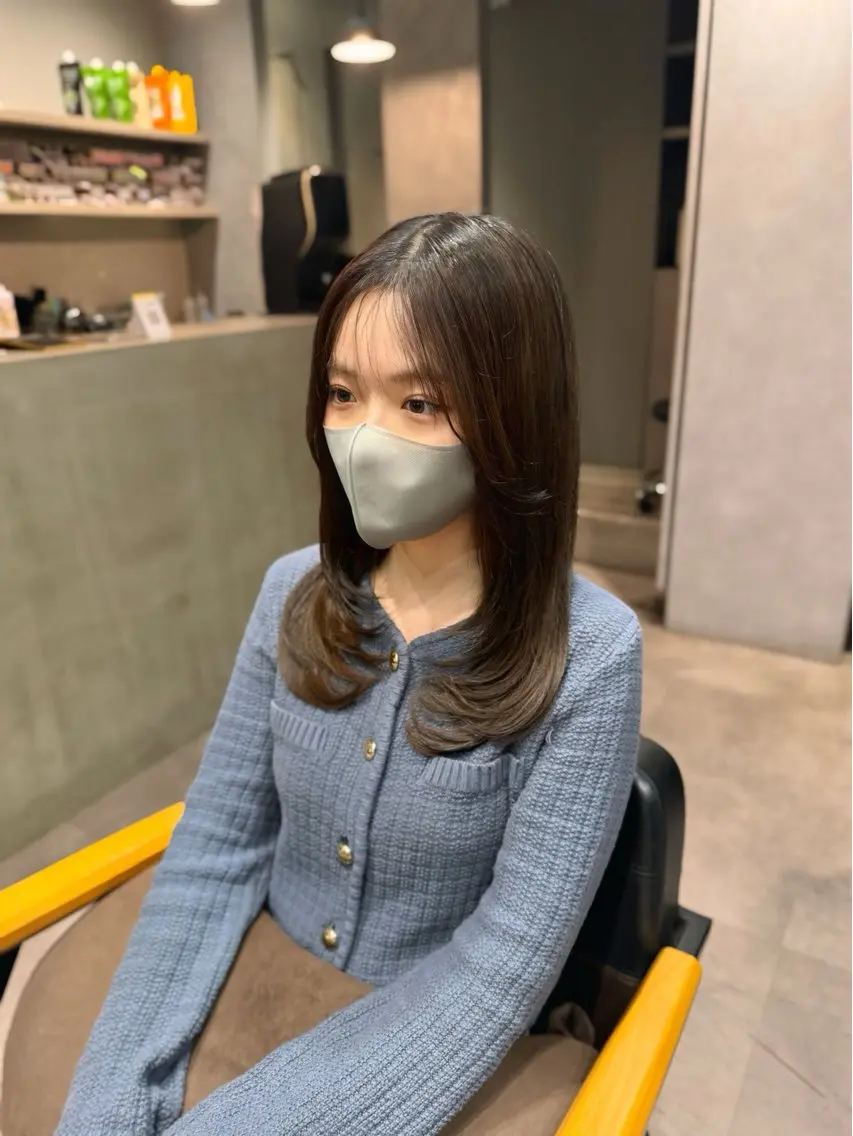 ミディアム カラー カット ヘアカラー 佐藤史哉＊ 韓国レイヤー赤み除去のヘアスタイル