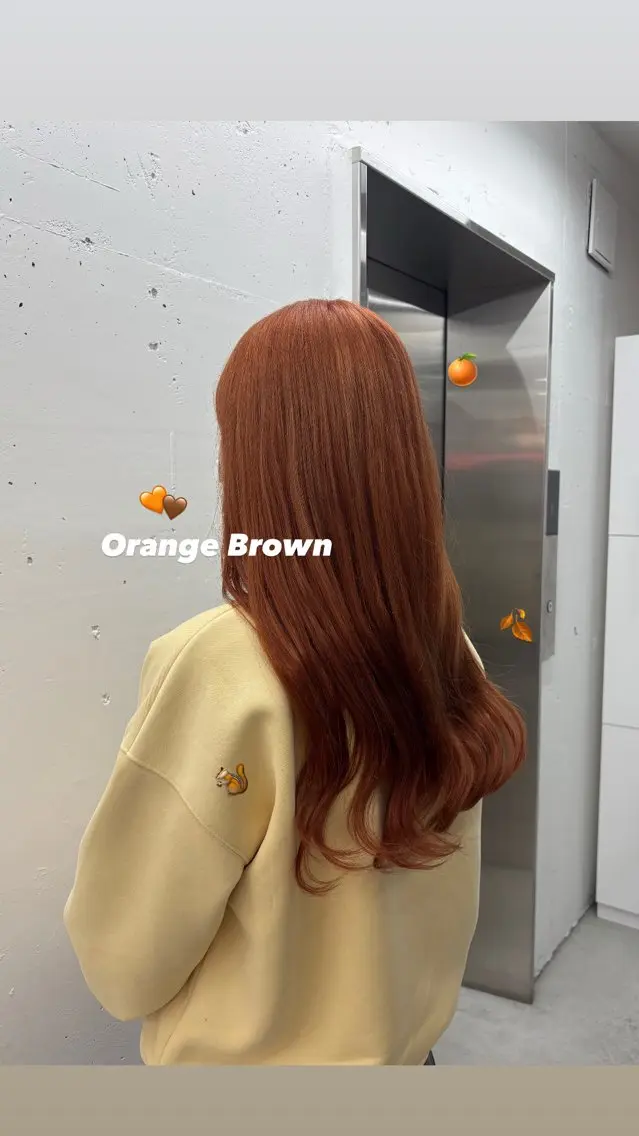 ロング カラー ブリーチ ブラウンカラー オレンジ オレンジブラウン 🌼あいり🌼 JILLSTUDIOのヘアスタイル