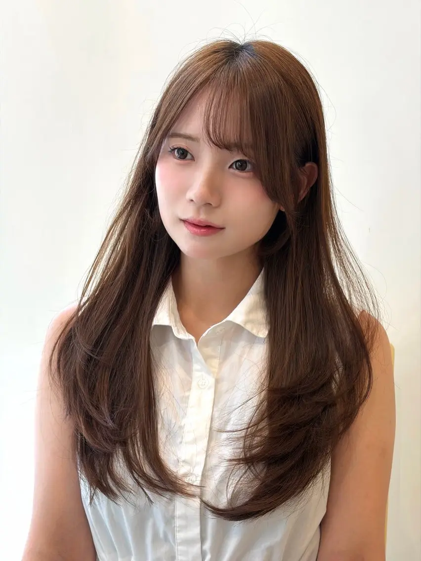 ロング カット 縮毛矯正 レイヤー/透明感 カラー💙koukiのヘアスタイル