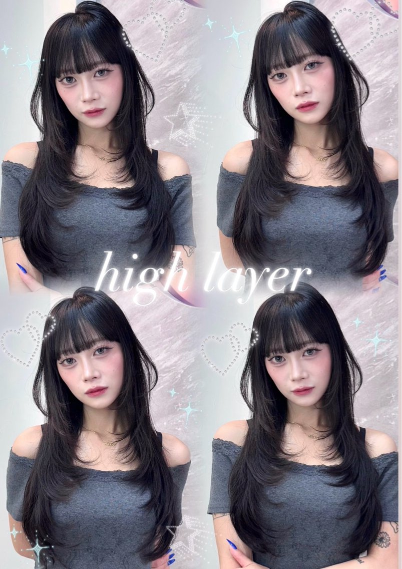 セミロング カラー ヘアアレンジ 黒髪 ブルーカラー ブルーブラック 透明感カラー グレージュ ヘアカラー 🤍kana韓国ヘア 艶髪カラー特化🤍のヘアスタイル