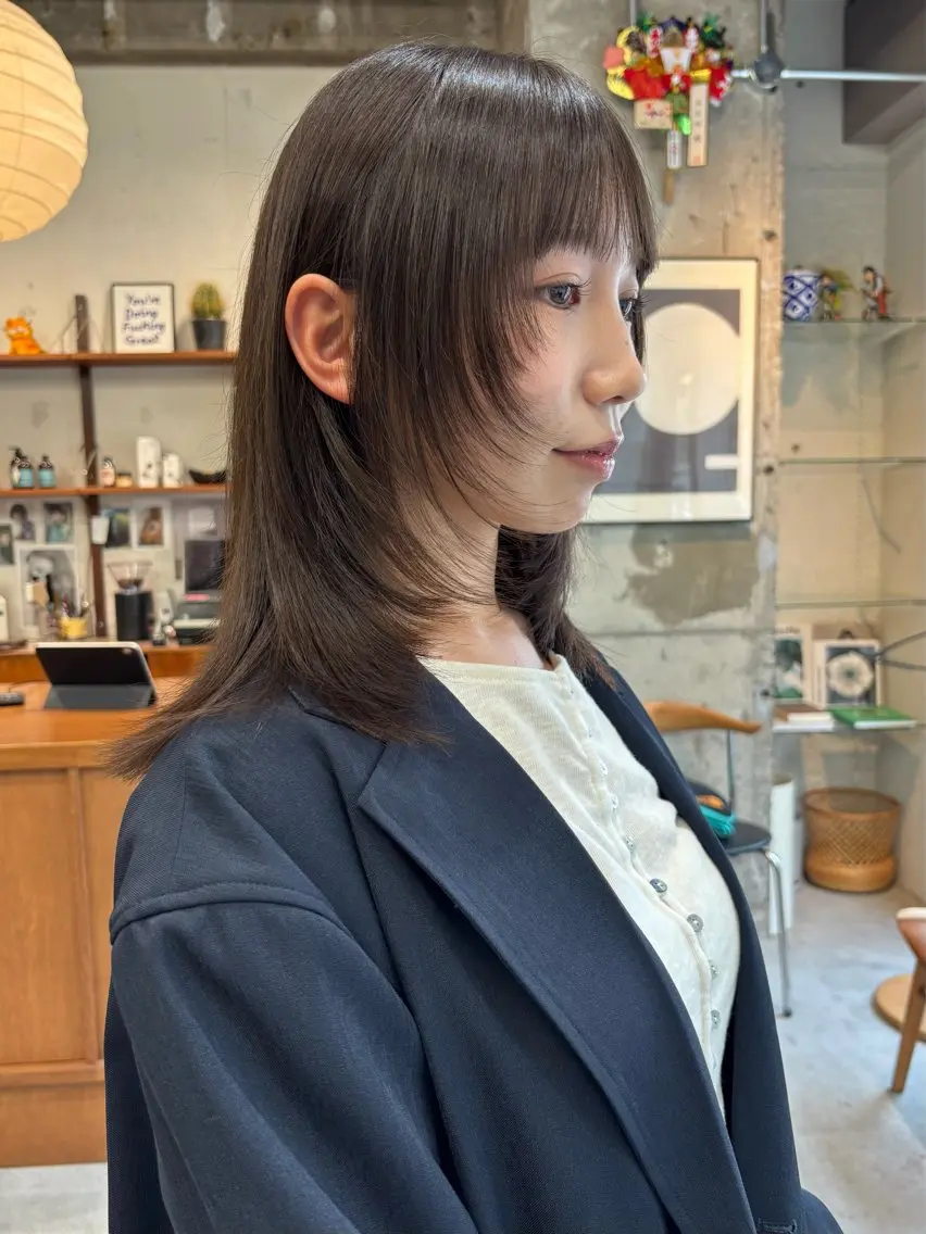 ミディアム カラー カット ヘアカラー 永田 愛莉のヘアスタイル