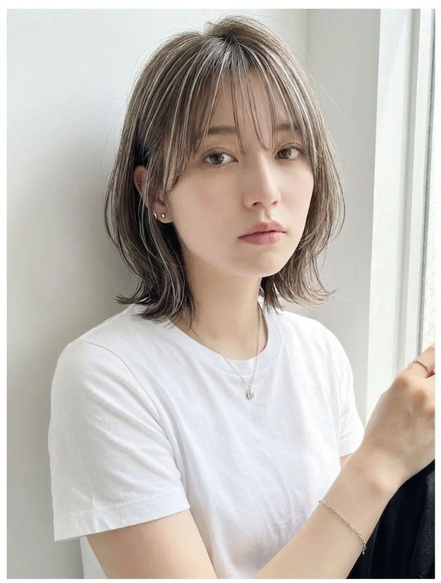 ミディアム カット ヘアカラー 白髪ぼかし/清水 和馬のヘアスタイル