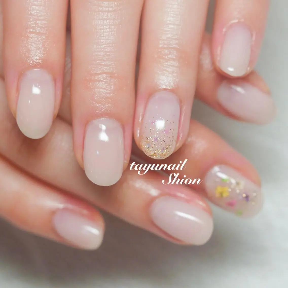ネイル アートネイル ブルー フラワーネイル ジェルネイル パラジェル ネイルサロン 【たゆnail】のネイルデザイン
