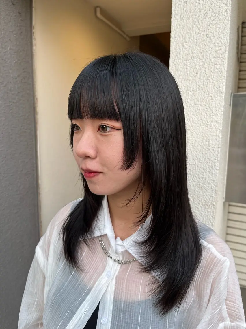 セミロング 顔まわりレイヤー 顔周りカット レイヤーカット ウルフカット ウルフレイヤー FIX店長/名駅/ 国際センター/パーマのヘアスタイル