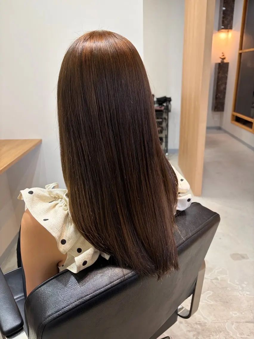 ロング omaフクダ 縮毛矯正/艶髪カラーのヘアスタイル