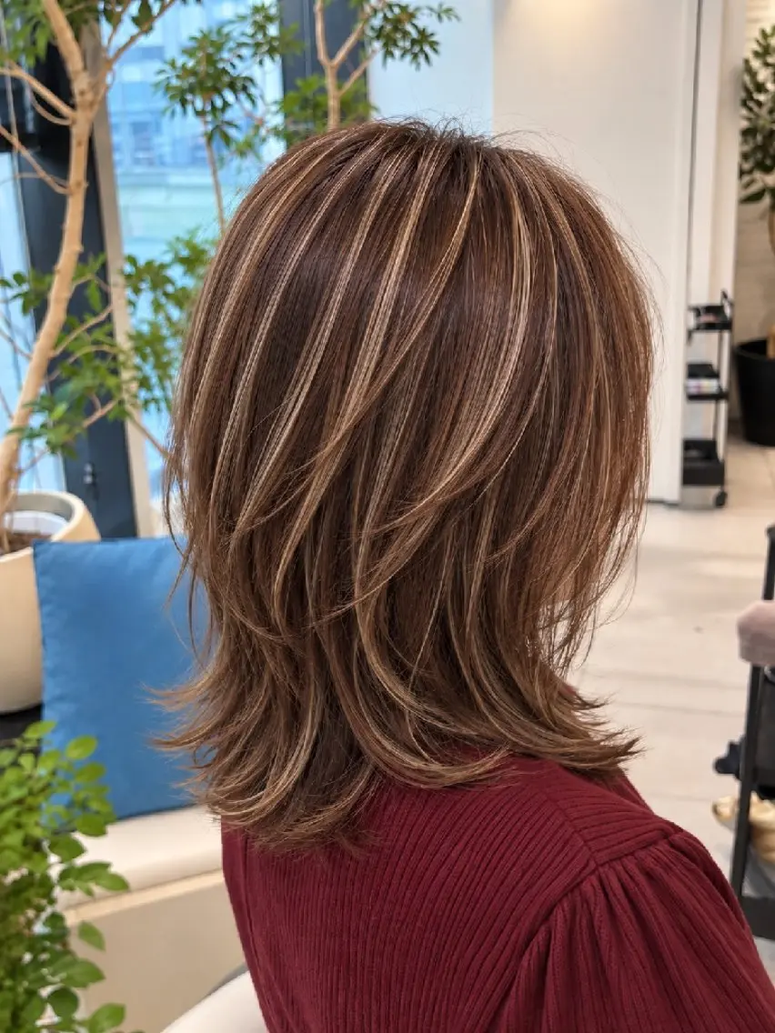 ミディアム ハイライト 千葉 光春のヘアスタイル