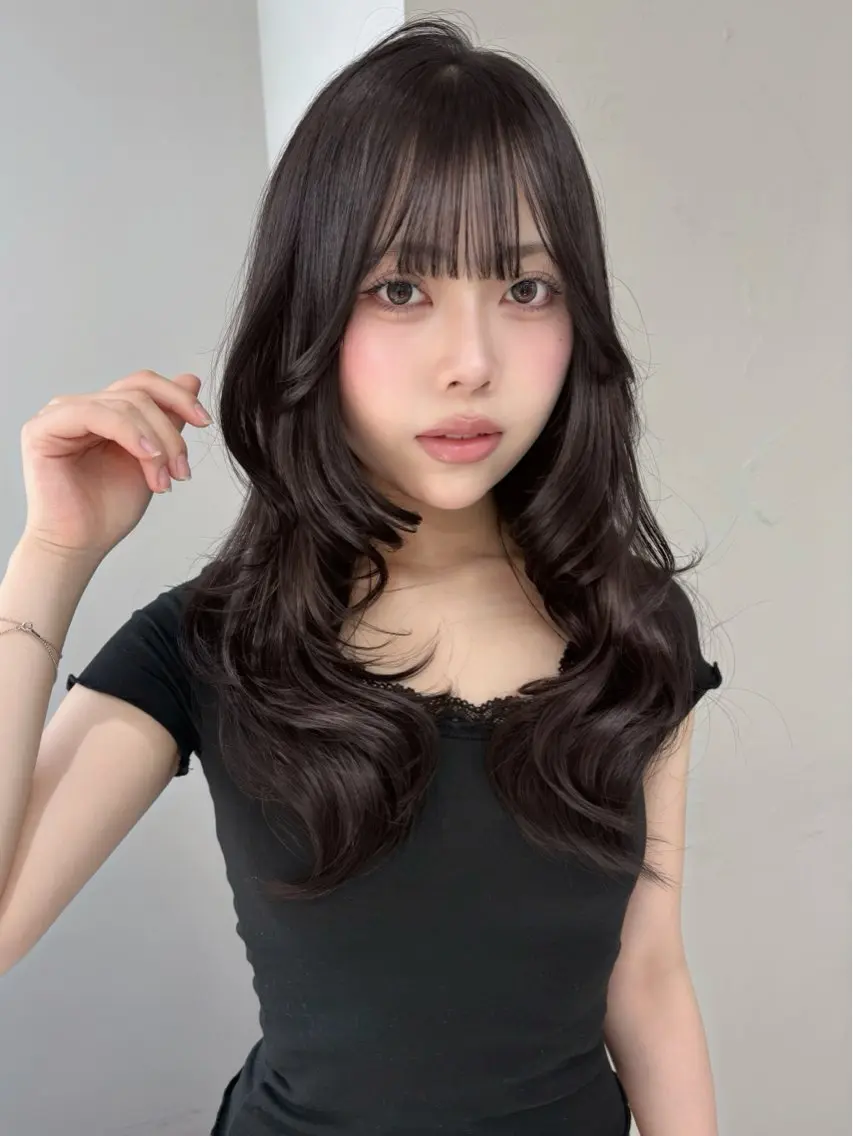 セミロング カラー 透明感カラー ダブルカラー グレージュ 顔周りカット 韓国風ヘア カット ヘアカラー MARIワンホンヘア /透明感/グレージュのヘアスタイル