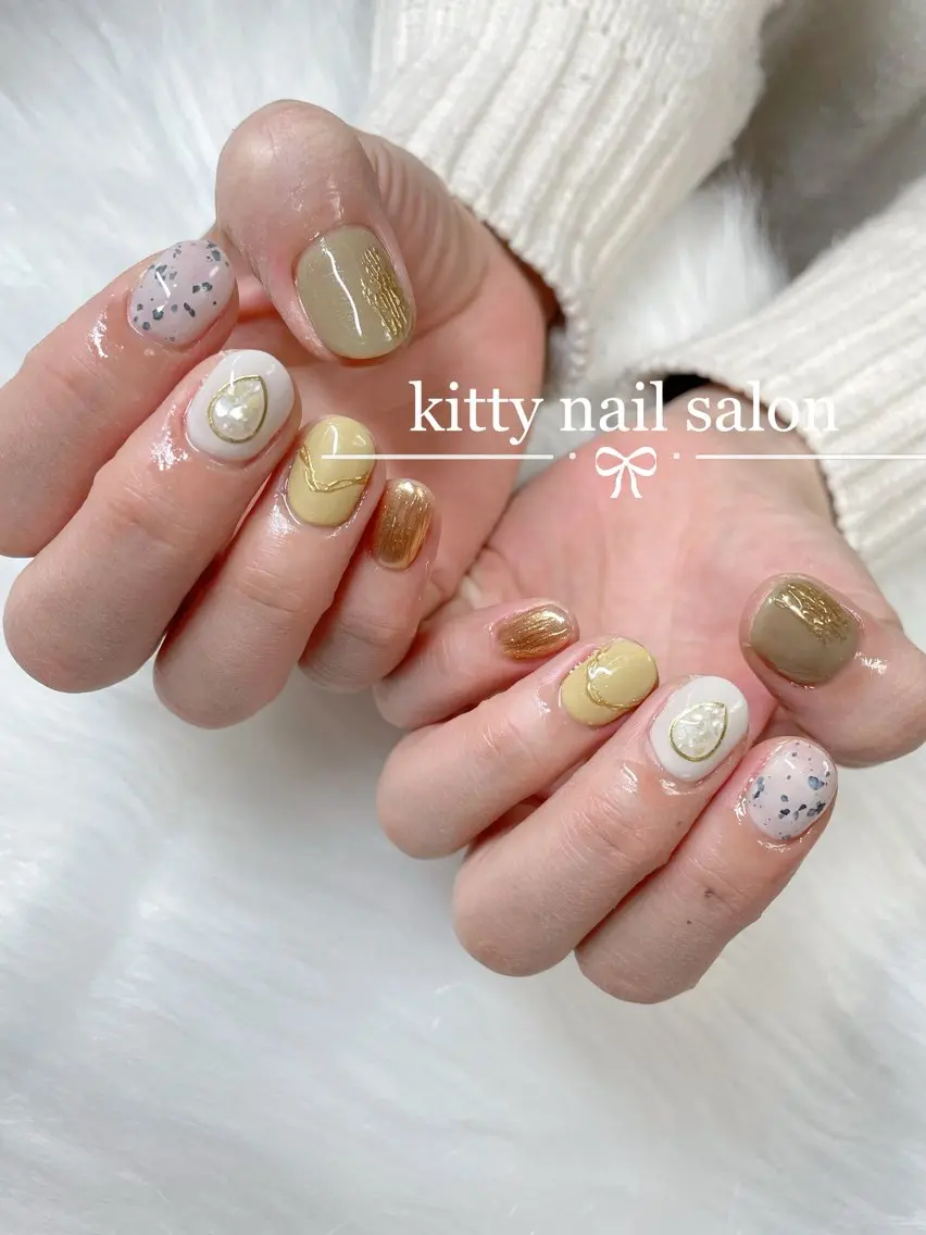 ネイル フレンチネイル マグネットネイル マグネットフレンチ ミラーネイル シンプルネイル kitty nail salonのネイルデザイン