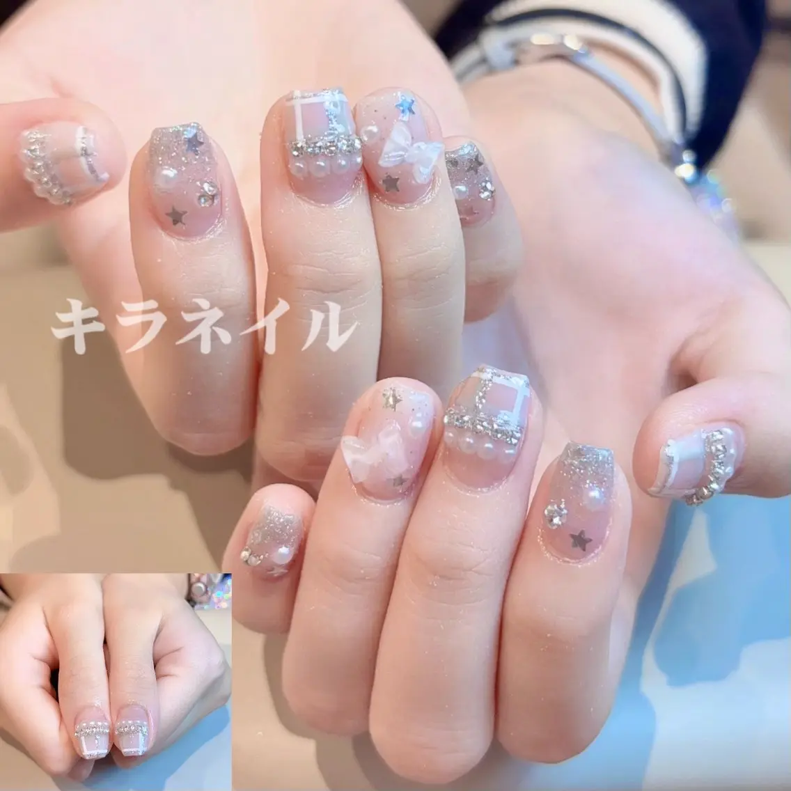 ネイル ハンドネイル 🎀kira 長さだし💗モチ最高のネイルデザイン