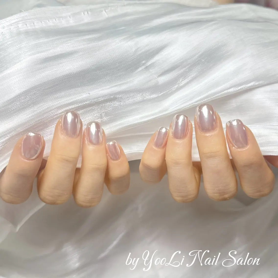 ネイル アートネイル オーロラネイル チークネイル フレンチネイル ガラスフレンチ 🎀YooLi Nail salonのネイルデザイン