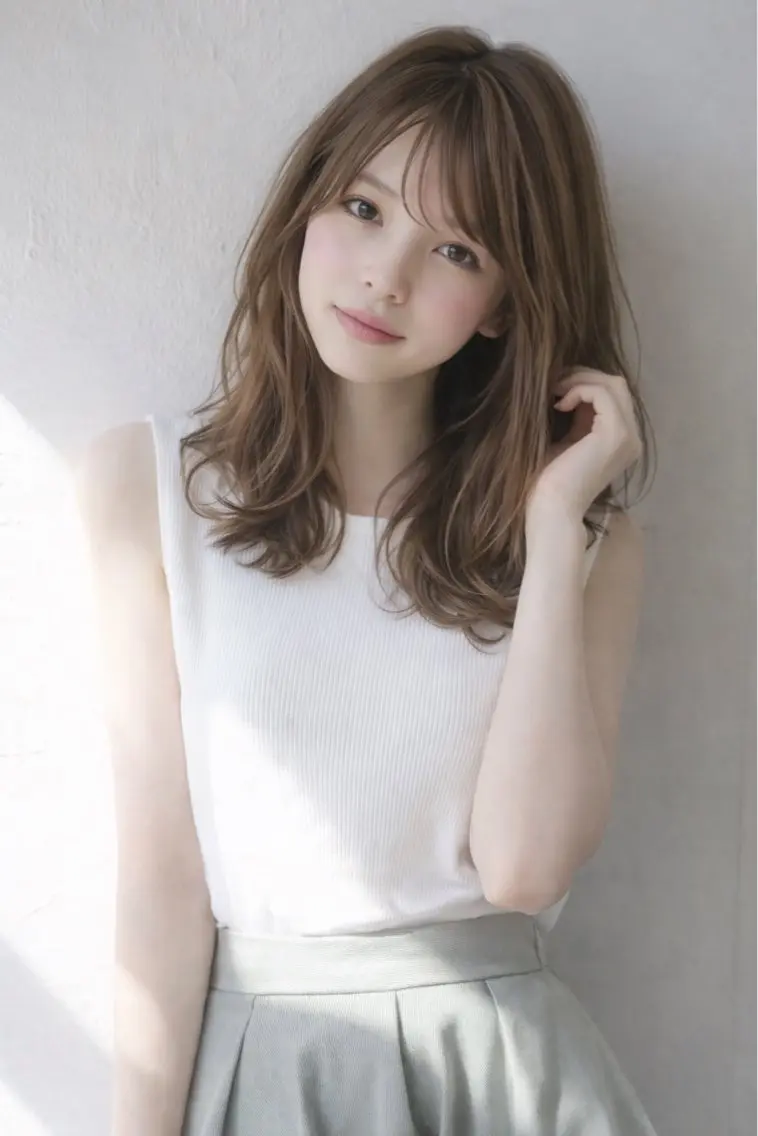 ミディアム カラー アッシュ ベージュカラー 透明感カラー ハイライトカラー ハイライト カット ヘアカラー 田村和範/似合わせ カラー/髪質改善のヘアスタイル