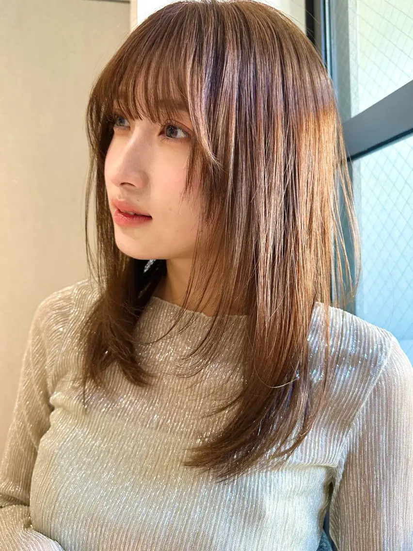 セミロング カラー パーマ kazuki【顔周り ×レイヤーカット】のヘアスタイル