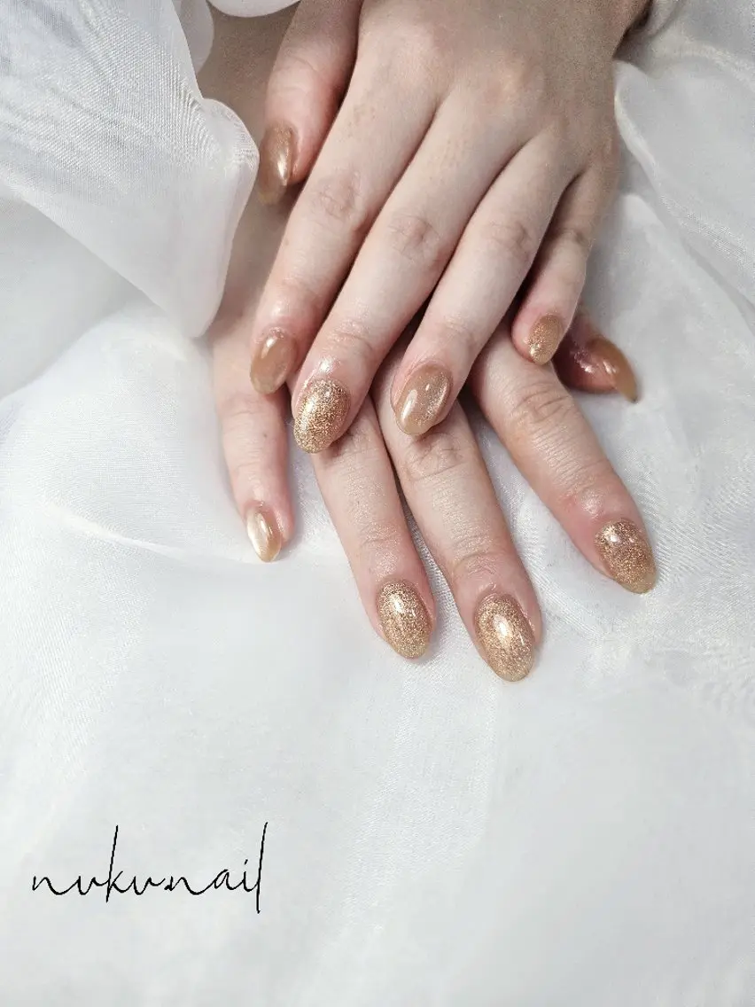 ネイル ラメ(グリッター) マグネットネイル ワンカラーネイル ハンドネイル nuku.nail 　namiのネイルデザイン