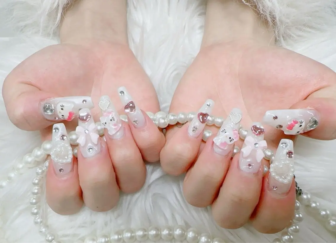 ネイル 長さ出し フレンチネイル ジェルネイル ガラスフレンチ 韓国ネイル ハンドネイル ハンドケア For U nail スカルプ専門店のネイルデザイン