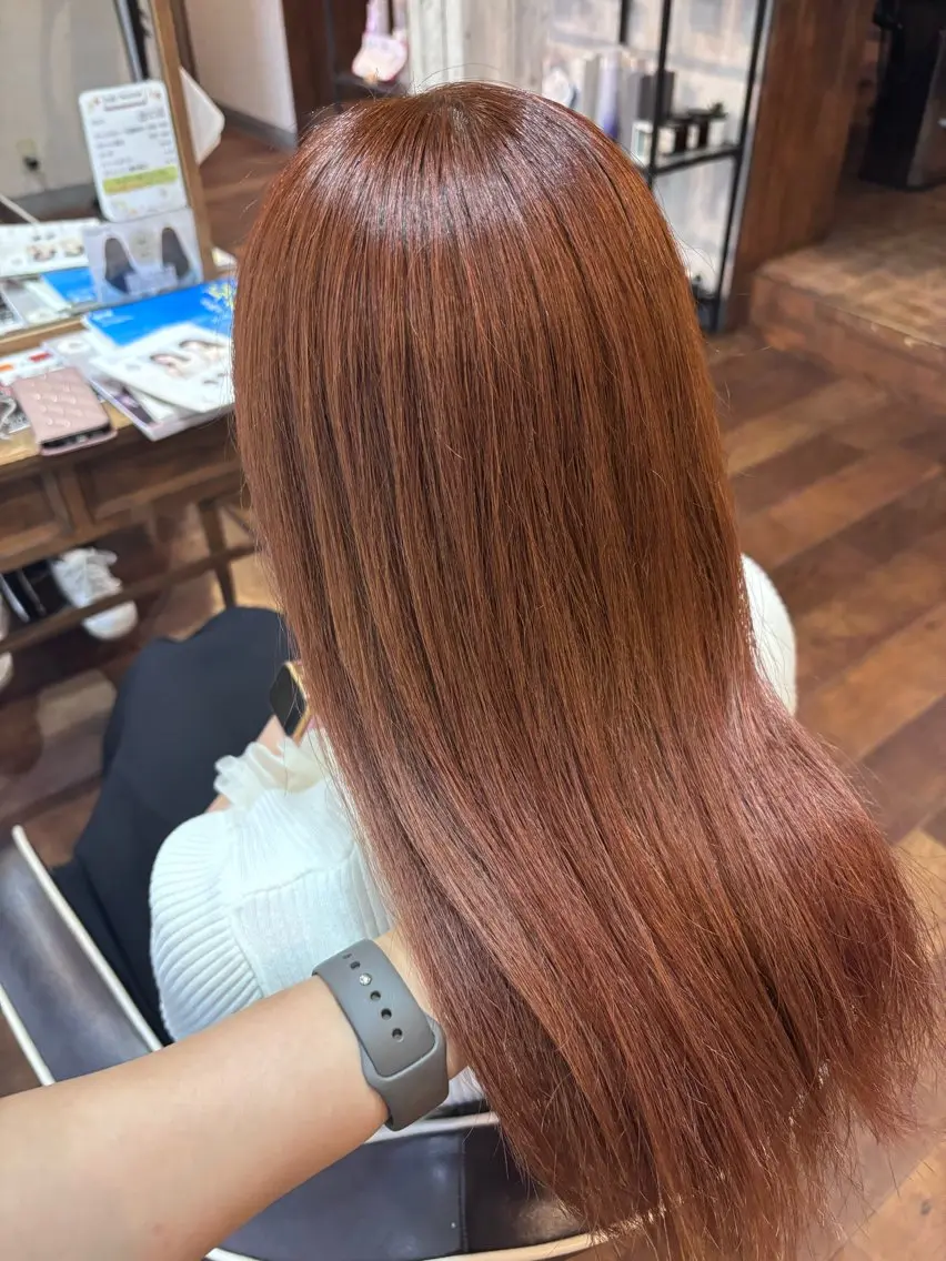 ロング カラー ベージュカラー ブリーチ ブリーチなしカラー ピンクカラー ピンクベージュ ヘアカラー radiant/泉南 nakamura🌹のヘアスタイル