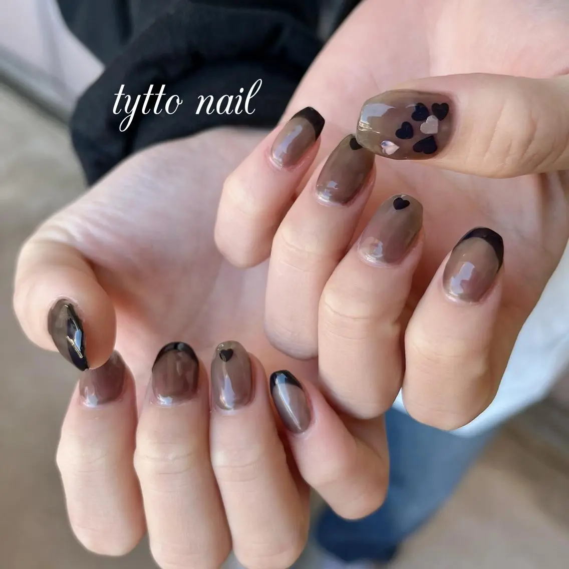 ネイル フレンチネイル ハート ホログラムネイル ハンドネイル tytto nail ❤︎‪‪eri‪‪のネイルデザイン