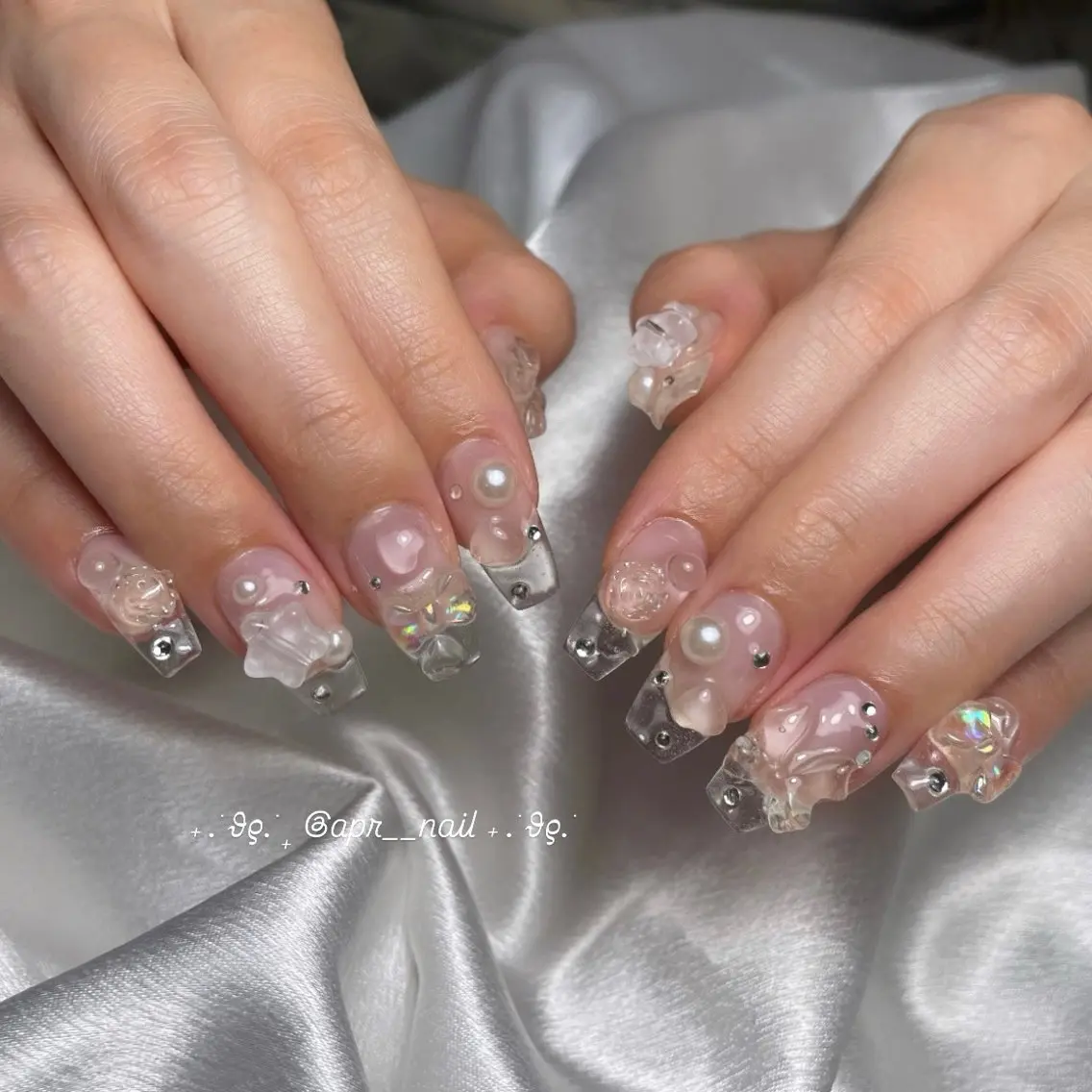 ネイル クリアネイル スカルプネイル ハンドネイル Nailsalon apricotのネイルデザイン