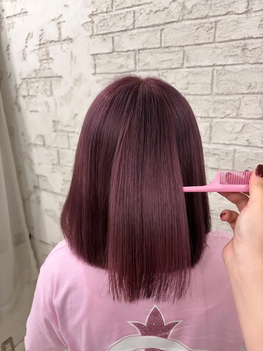 ショート カラー ピンクカラー ピンクパープル パープルカラー ヘアカラー 🎀RINKA🎀 ブリーチモデル募集中のヘアスタイル