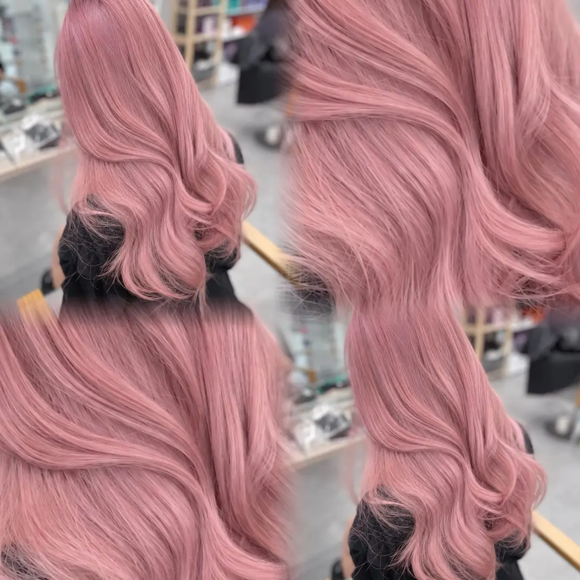 セミロング カラー カット ヘアカラー トリートメント ヘアセット クルミ🤍推し活 🎀ピンクカラーのヘアスタイル