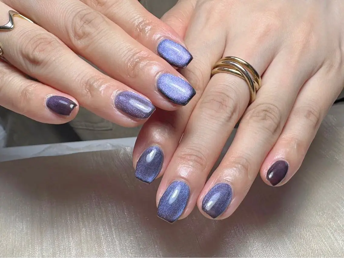 ネイル オーロラネイル チークネイル フレンチネイル ジェルネイル ガラスフレンチ ハンドネイル Nail Jolieのネイルデザイン