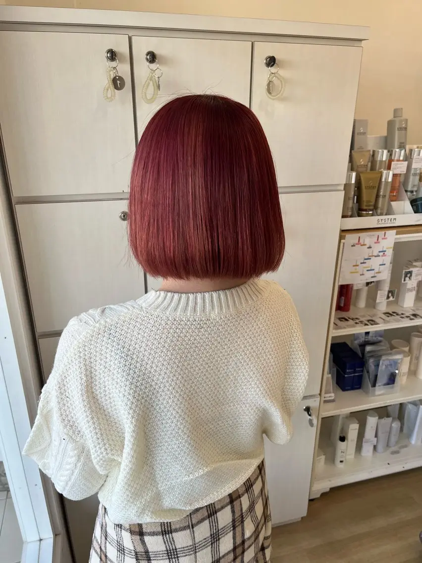 ミディアム カラー レッドカラー ejinbara /　Satsukiのヘアスタイル
