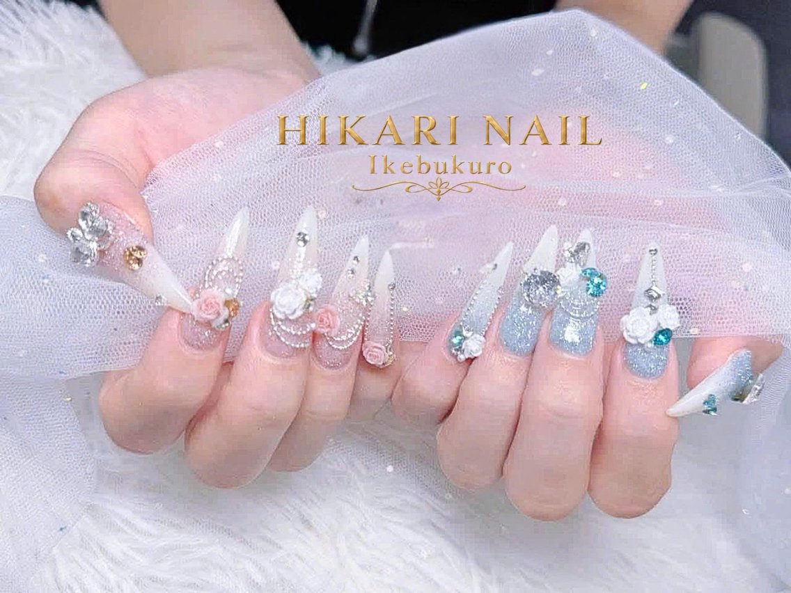 ネイル チークネイル 長さ出し フレンチネイル ガーリー ハロウィン ハンドネイル HikariNail Ikebukuroのネイルデザイン