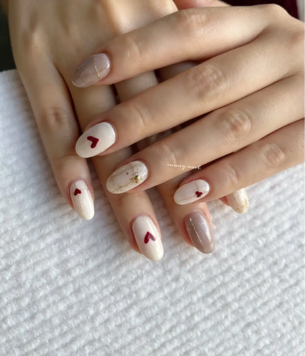 ネイル ジェルネイル ハート パラジェル sunny nailのネイルデザイン