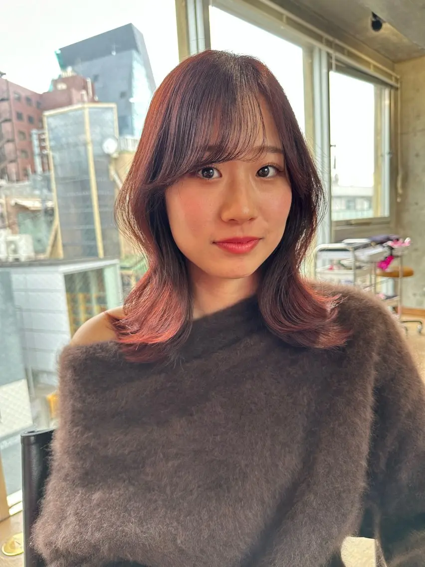 ミディアム カラー アディクシーカラー ブリーチ ケアブリーチ ダブルカラー イヤリングカラー DAIKIベージュ 🍂レイヤーカットのヘアスタイル