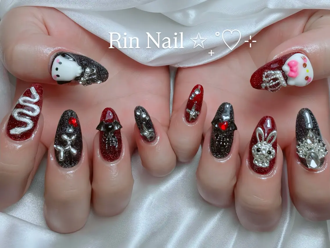 ネイル 成人式 ロングネイル ネイルチップ ハンドネイル Rin Nail 新大久保店のネイルデザイン