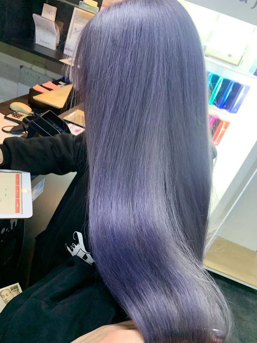 ロング カラー ブリーチ ケアブリーチ パープルカラー RAIA💎ケア ブリーチ＆パーマ💎のヘアスタイル