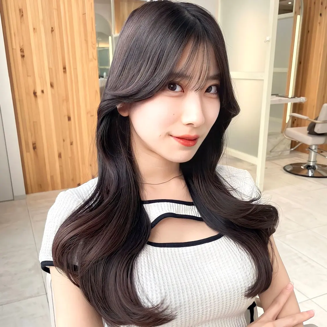 ロング カラー ダークグレー ダークグレージュ グレージュ くびれヘア 韓国風ヘア 🇰🇷韓国風くびれ ヘア🇰🇷中村優大のヘアスタイル