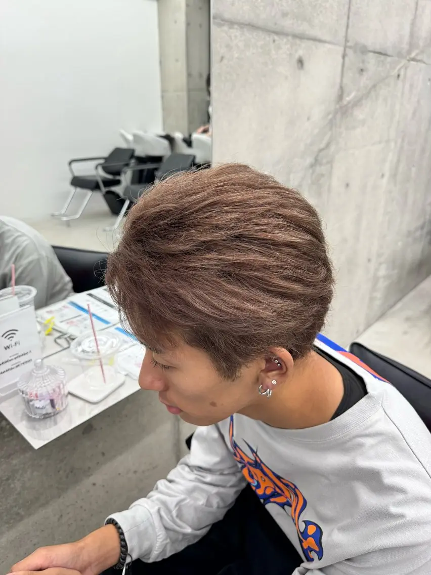 ショート カラー バレイヤージュ ハイライトカラー ハイライト レイヤーカット ヘアカラー Kazuki/名古屋 ブリーチ/髪質改善のヘアスタイル