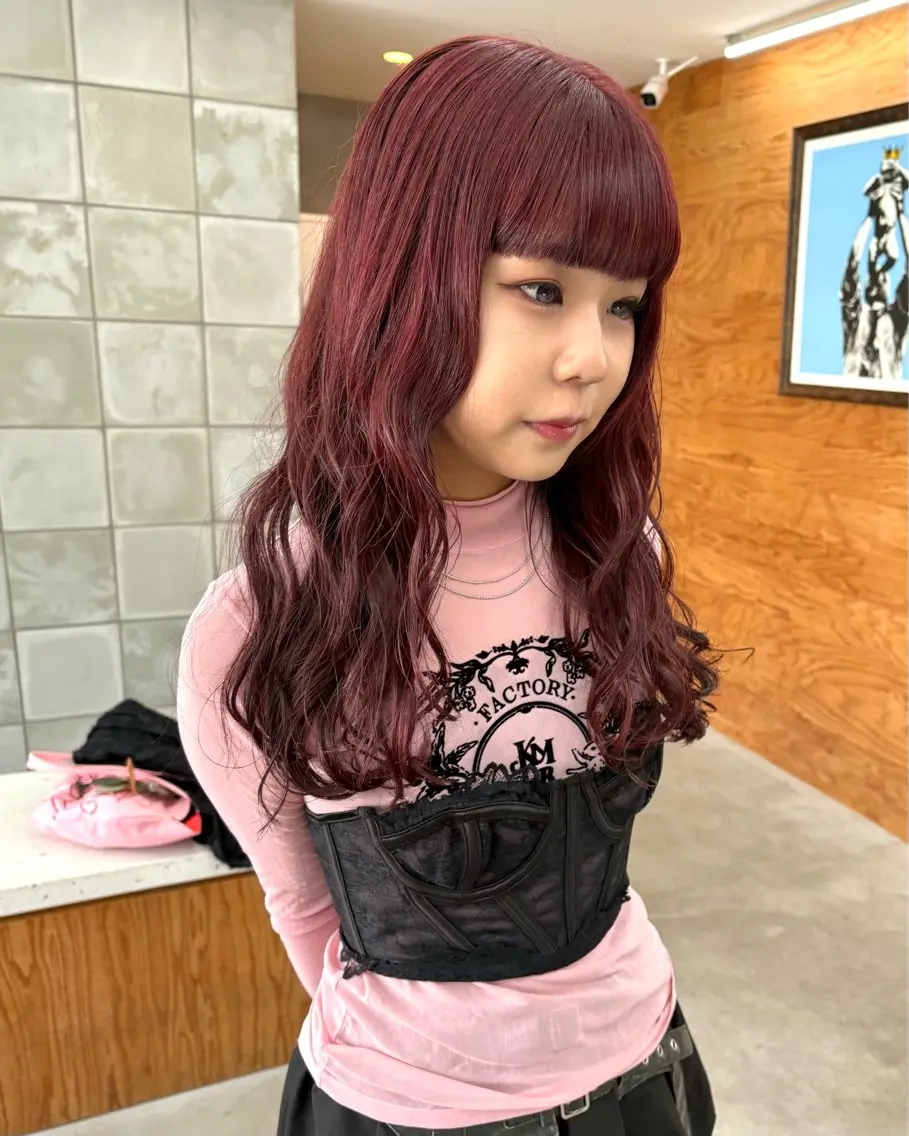 ロング カラー パーマ ブリーチ ブリーチなしカラー ピンクカラー カット ヘアカラー パーマ トリートメント tetohair 森田浩平のヘアスタイル