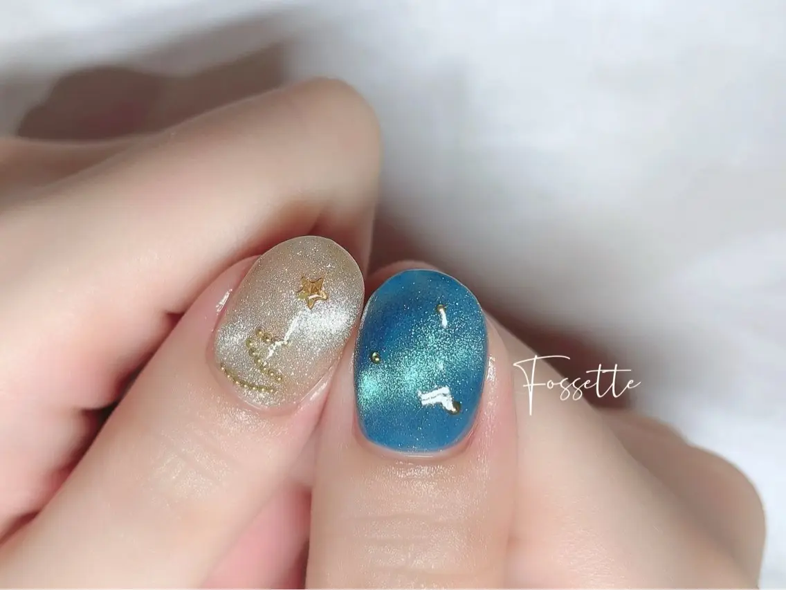 ネイル キラキラネイル マグネットネイル ミラーネイル 冬ネイル クリスマス ハンドネイル nailsalon Fossetteのネイルデザイン