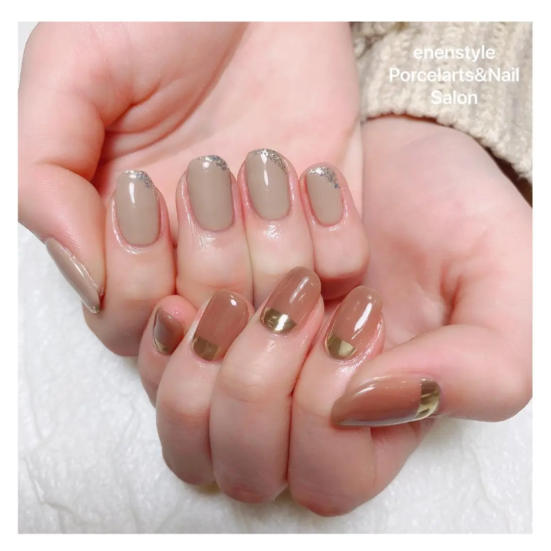 ミディアム ネイル ハンドネイル 🐾enen style 🐾のネイルデザイン