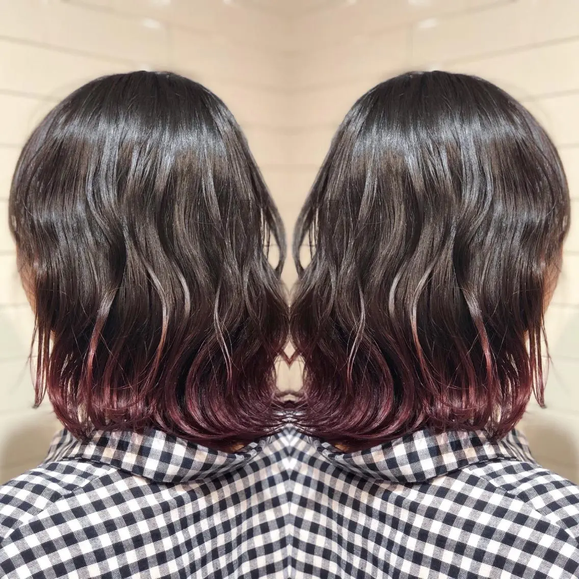 ミディアム カラー ヘアアレンジ 髪質改善×ハイトーン 中田啄也のヘアスタイル