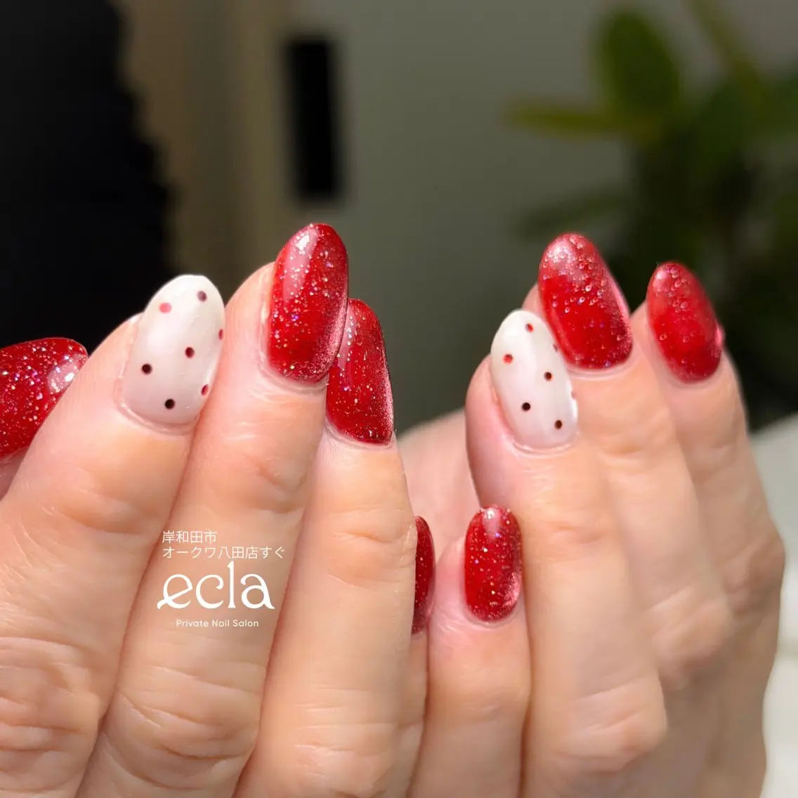 ネイル アートネイル ドット フラッシュネイル フラッシュマグ 持ち込み Nail Salon ecla 〜エクラ〜のネイルデザイン