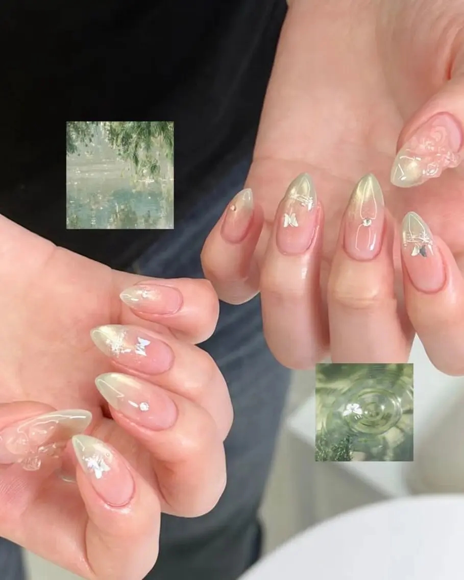 ネイル アートネイル フレンチネイル グラデーション 韓国ネイル ラメ(グリッター) ハンドネイル Lumi de nailsのネイルデザイン