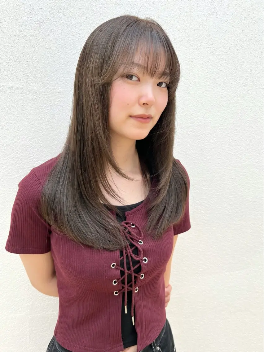 セミロング レイヤーカット カット たけなか ゆいのヘアスタイル