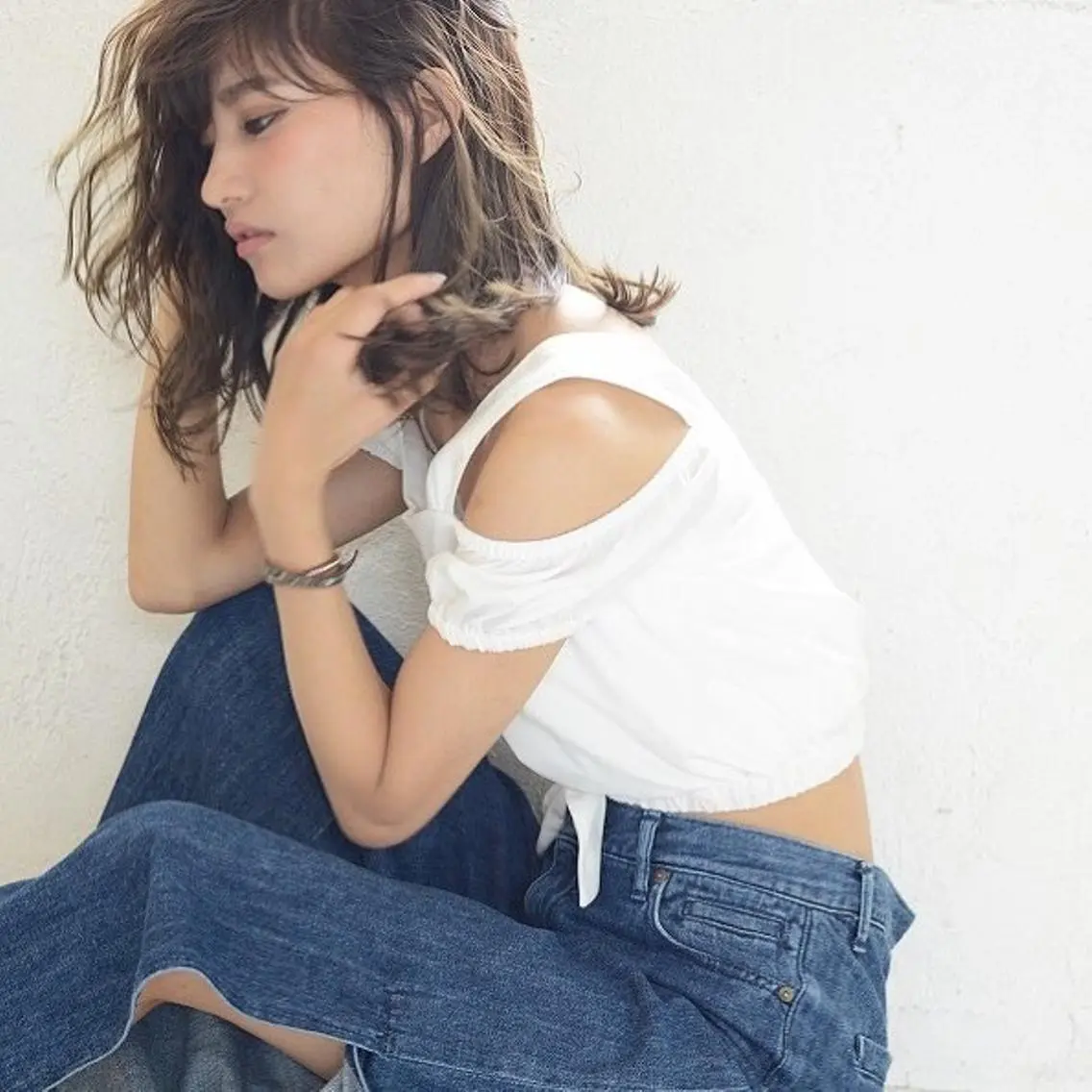 セミロング カラー パーマ ヘアアレンジ 北川大輔🌟 小顔レイヤーカットのヘアスタイル