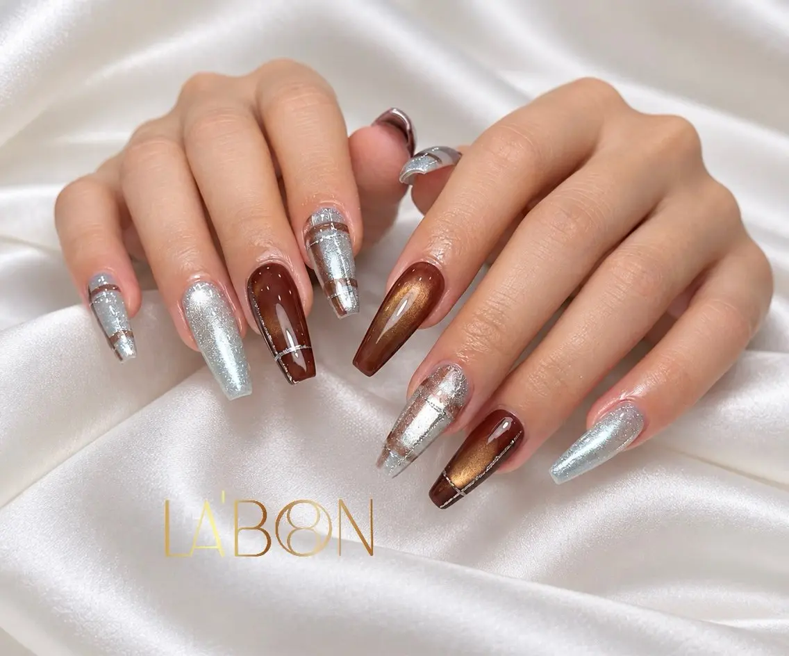 ネイル アートネイル ジェルネイル キラキラネイル 韓国ネイル ロングネイル Labon Nails Artのネイルデザイン