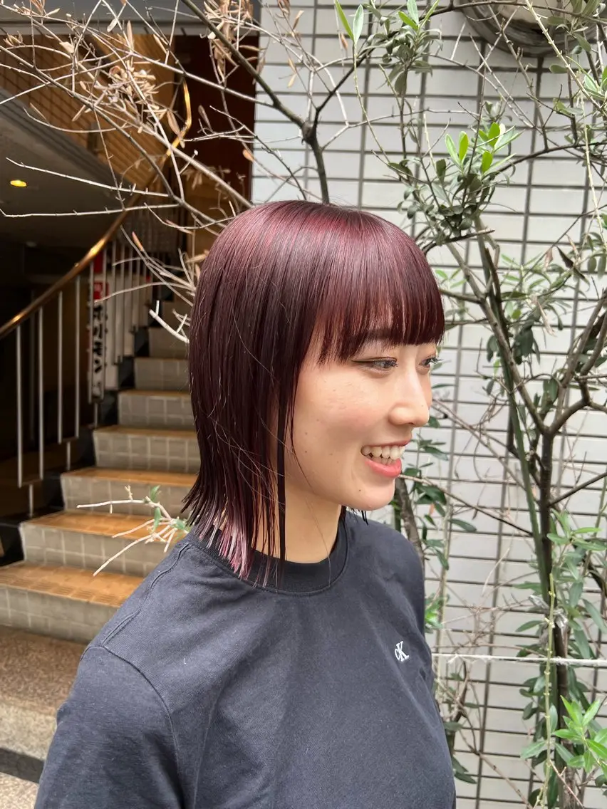 ミディアム カラー 切りっぱなしボブ ブリーチ ブリーチなしカラー ボブ 🌷川崎/ボブ/ アレンジ/コトネ🌷のヘアスタイル
