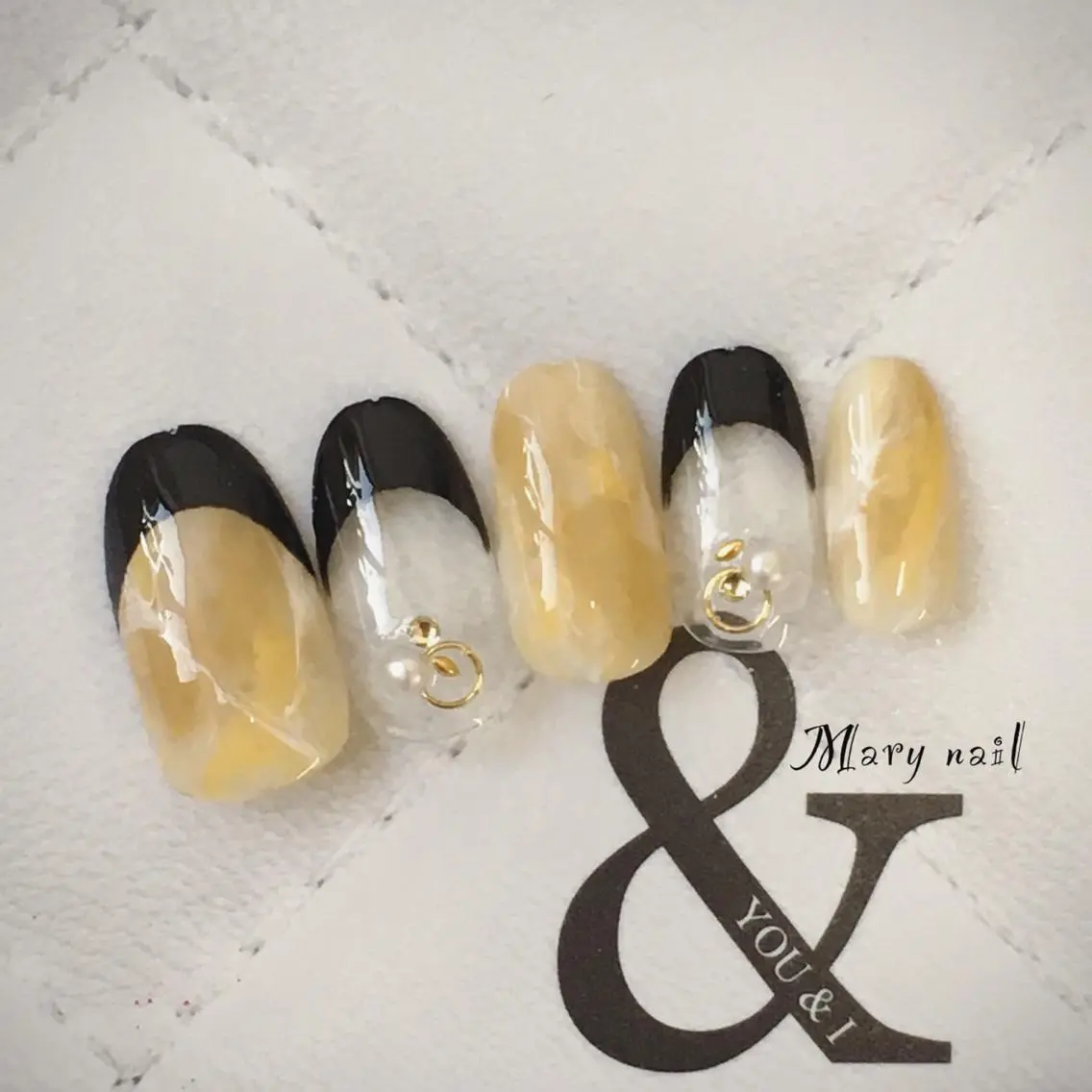 ネイル フレンチネイル 大理石ネイル(マーブル) ニュアンスネイル ハンドネイル Mary nail .narumiのネイルデザイン