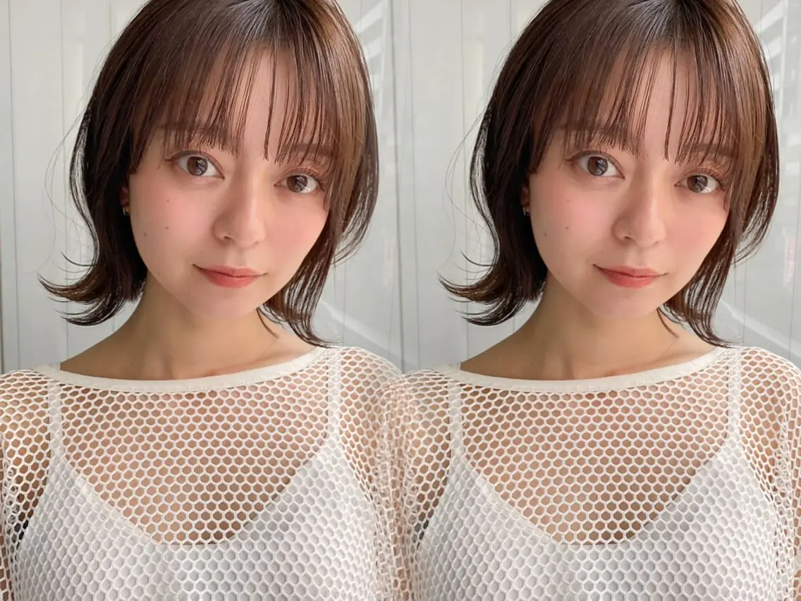 ミディアム カラー ボブ カット ヘアカラー トリートメント レイヤー×髪質改善✨ 渋谷/佐藤侑哉のヘアスタイル