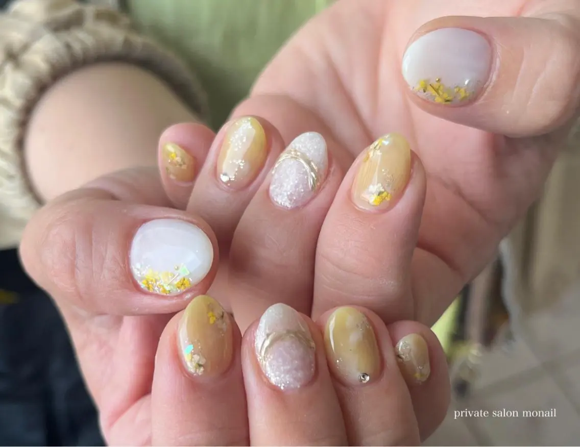 ネイル アートネイル 春ネイル ハンドネイル nail salon monailのネイルデザイン