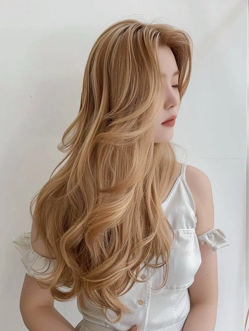 ロング カット ブリーチ無しカラー/ 美髪改善💠てんゆうのヘアスタイル
