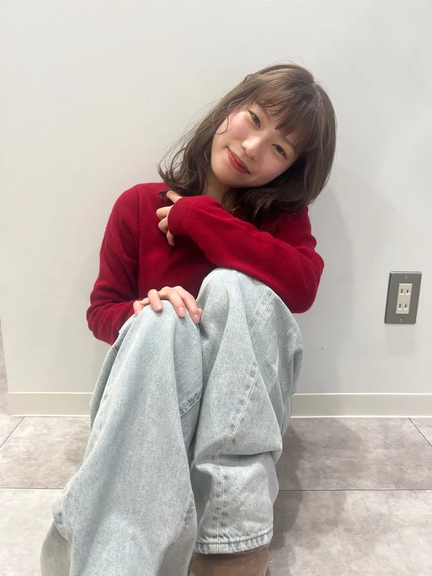 ミディアム 切りっぱなしボブ ボブ レイヤーカット cana 札幌レイヤースタイルのヘアスタイル
