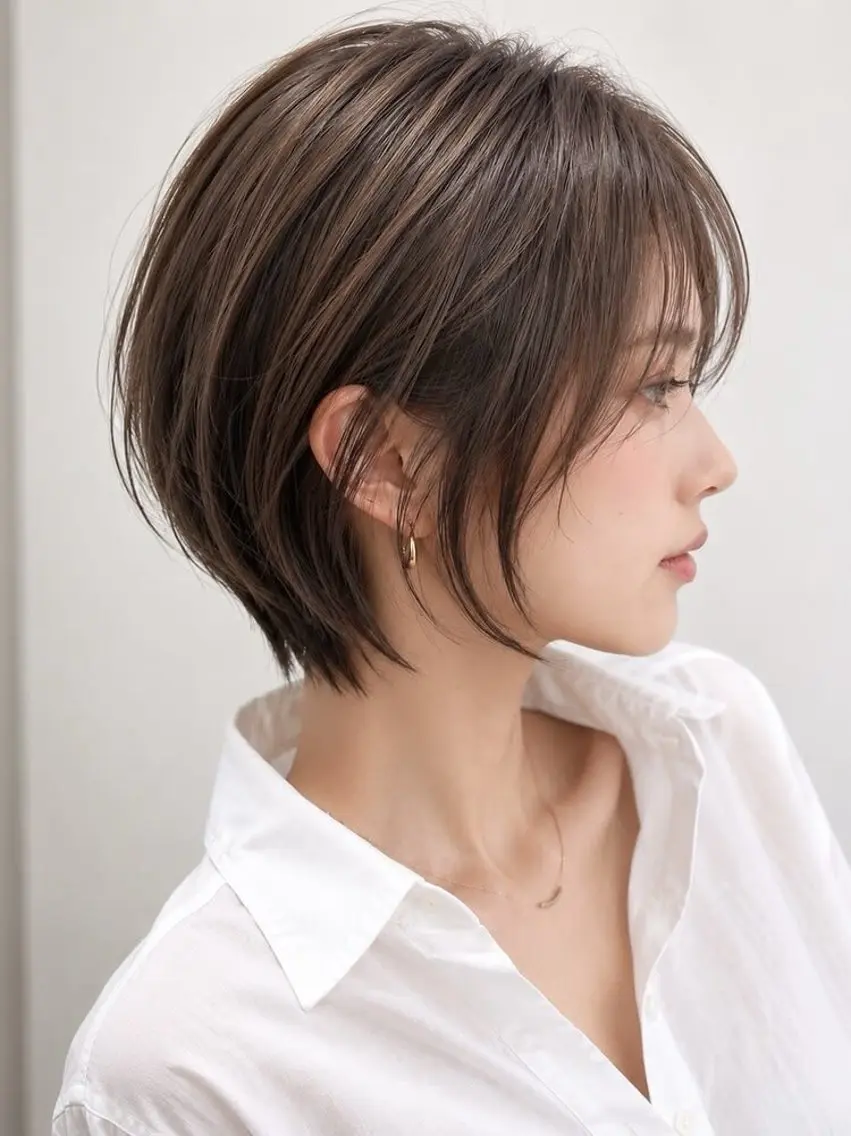 ショートカット+白髪染めカラー+プチトリートメント付きの写真