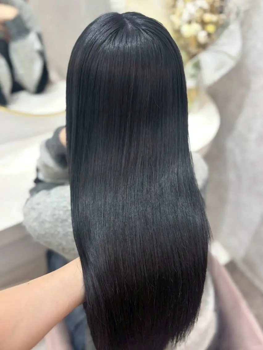 カラー 黒髪 透明感カラー ヘアカラー 💎ななか/大宮 ワンカラー🪄のヘアスタイル